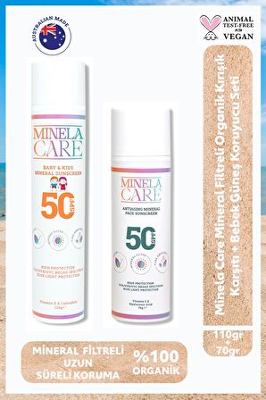 Minela Care Mineral Filtreli Organik Kırışık Karşıtı + Bebek Güneş Koruyucu Set